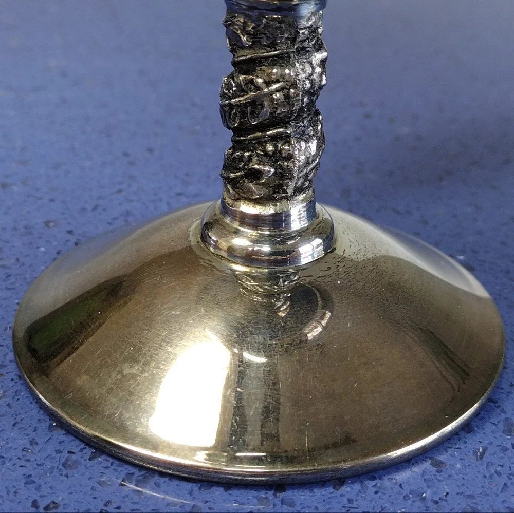 *Silver-Plated Ornate Stem Wine Champagne Goblet 5oz. Spain